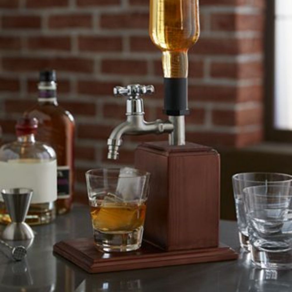 Godinger Taproom Collection Wood Base Bottle Dispenser